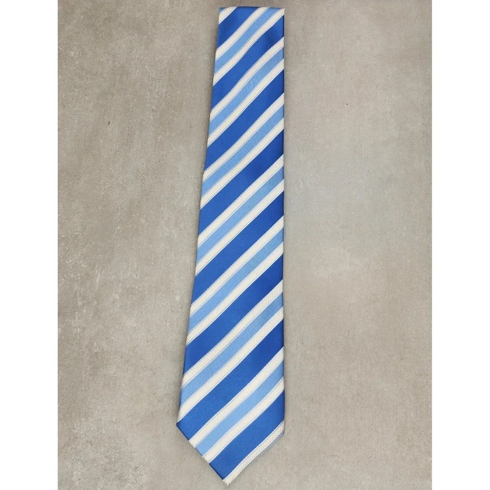 Gianfranco Designer Italy Hand Made Microfiber Men's Neck Tie Blue White